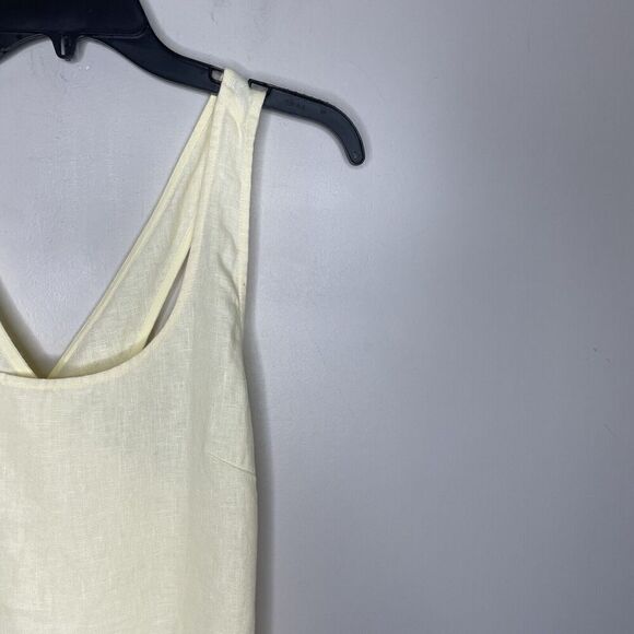 MADEWELL Mini Dress Women 2 Pale Yellow 100% Linen NEW Cross Back A-Line NR350 - Picture 4 of 14